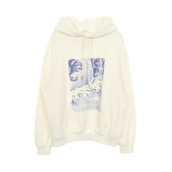 CELINE Print Hoodie Sweatshirt 2Y83B670Q cotton White Used mens size M