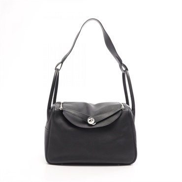 HERMES Lindy 34 Shoulder Hand Bag Clemence leather Black Used Women K SHW