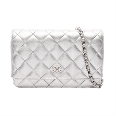CHANEL Matelasse Chain Crossbody Shoulder Bag AP0250 leather Silver SHW Used CC