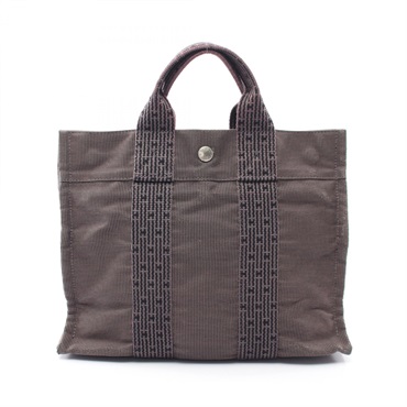 HERMES Herline PM Tote hand Bag canvas Gray Used Women SHW
