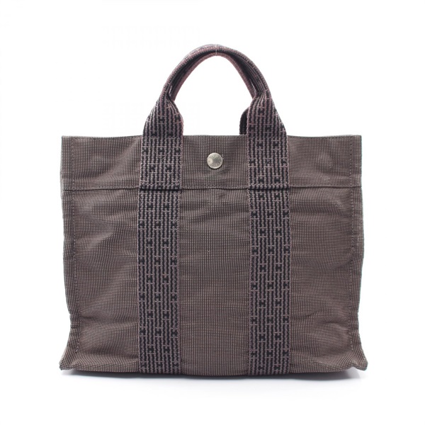HERMES Herline PM Tote hand Bag canvas Gray Used Women SHW