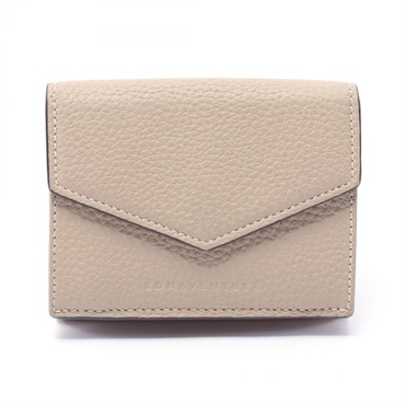 BONAVENTURA Small wallet Bottalato leather Tri-fold purse BWAT7 leather Beige