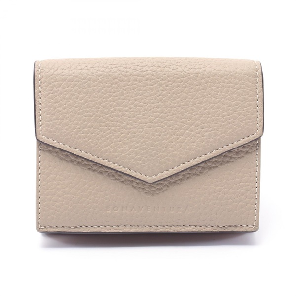 BONAVENTURA Small wallet Bottalato leather Tri-fold purse BWAT7 leather Beige