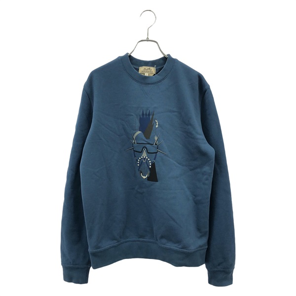 HERMES Sweats shirts Tops cotton Blue Used mens size S