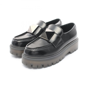 Valentino Rock studs loafers Platform Flats leather Black #36 Used Women
