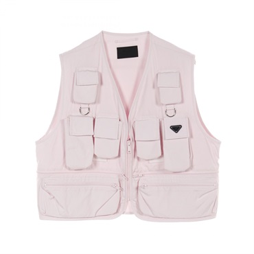 PRADA Utility Vest SGC499 cotton Pink Used mens #XL