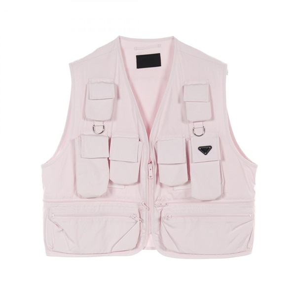 PRADA Utility Vest SGC499 cotton Pink Used mens #XL