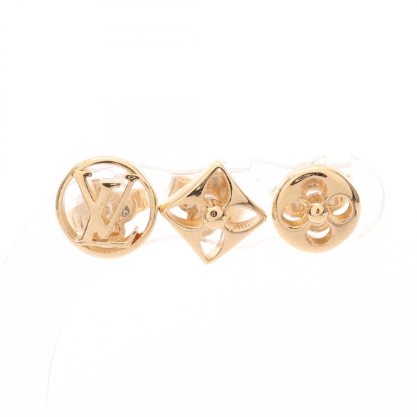 LOUIS VUITTON crazy in lock Pierced earrings Gold Plated Used LV