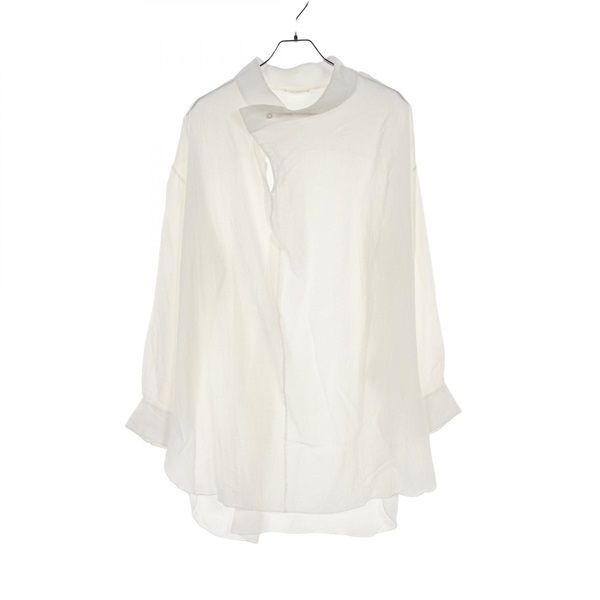 THE ROW Band Collar Shirt Dress Rayon Wool White #S Used Women