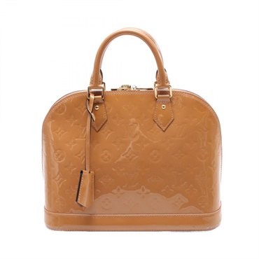 LOUIS VUITTON Alma PM Handbag M91751 Vernis leather Beige Poudre Used Women LV