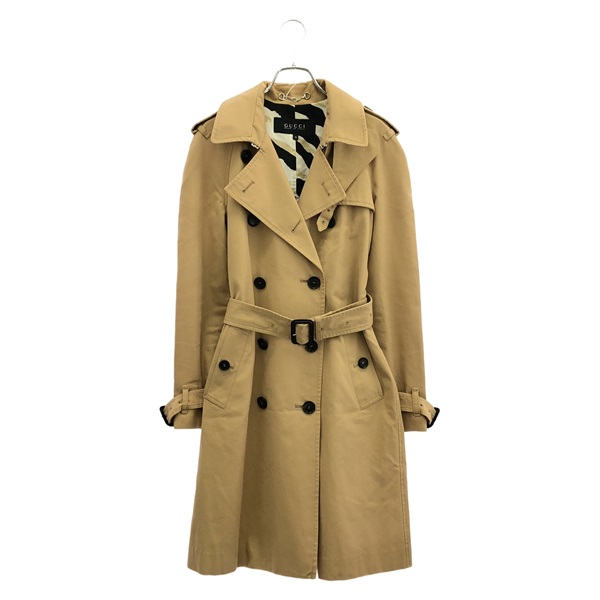 GUCCI Classic Belted Trench Coat Jacket 354409 Cotton Beige Used Women Size 38