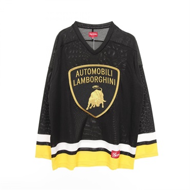 Supreme Automobili Lamborghini Hockey Jersey T-shirt #M polyester Black Yellow
