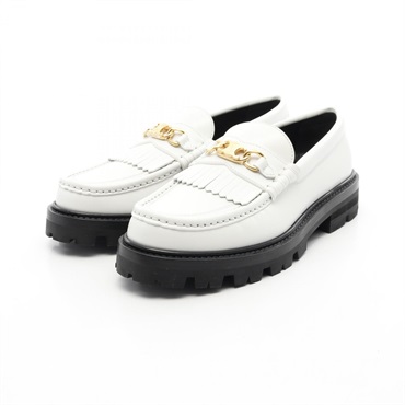 CELINE Triomphe Margaret Shoes Loafers 344893602C leather White Used Women #38