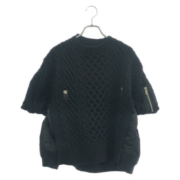Sacai Short Sleeve Sweater knit wool Black #1 Used unisex
