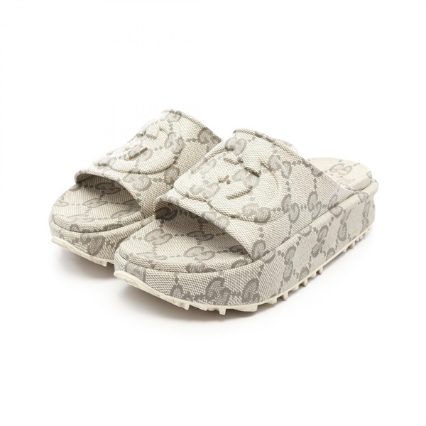 GUCCI Interlocking G GG Pattern Sandals 725535 Canvas Beige Used Mens Size 6