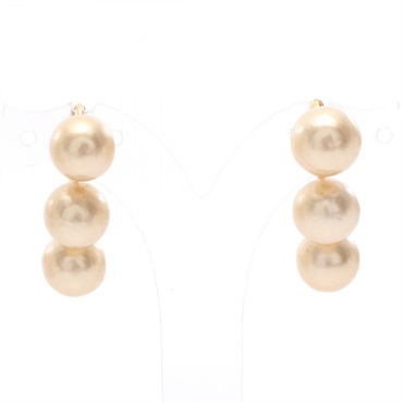 CELINE Pierced earrings Gold Plated Artificial pearl Used women
