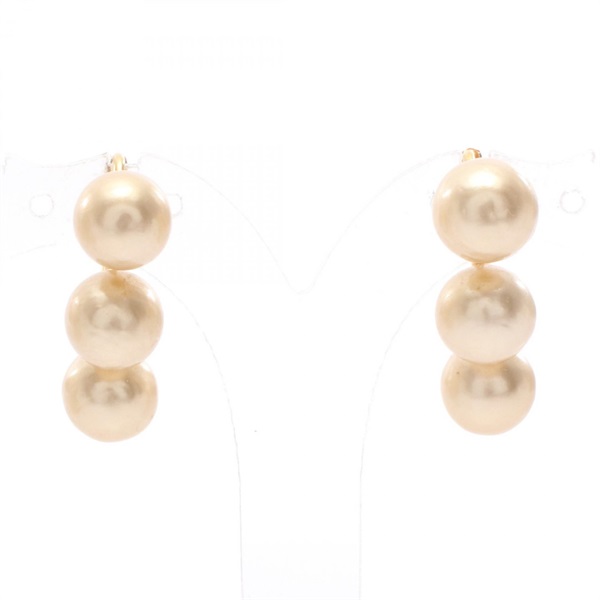 CELINE Pierced earrings Gold Plated Artificial pearl Used women