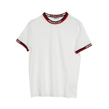 MONCLER T-shirt Cotton White Red Navy Size XS Used Mens