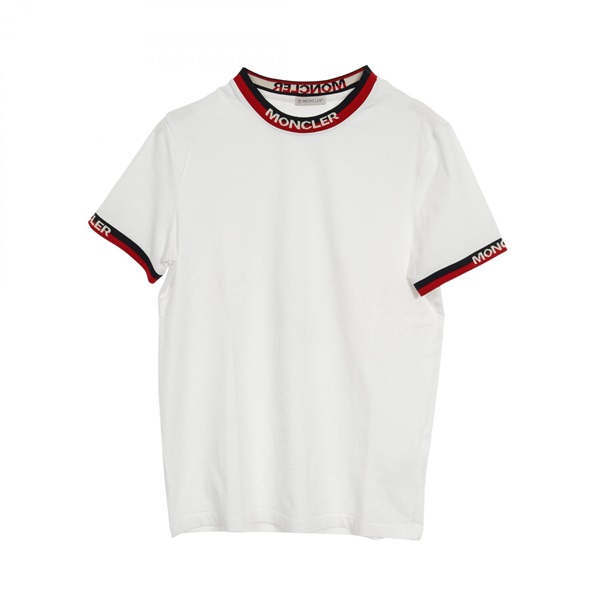 MONCLER T-shirt Cotton White Red Navy Size XS Used Mens