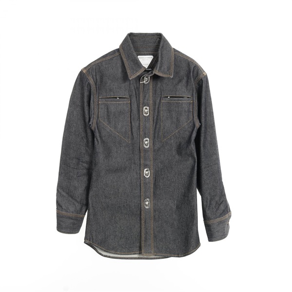 BOTTEGA VENETA shirt long sleeve tops cotton Navy Used mens #34