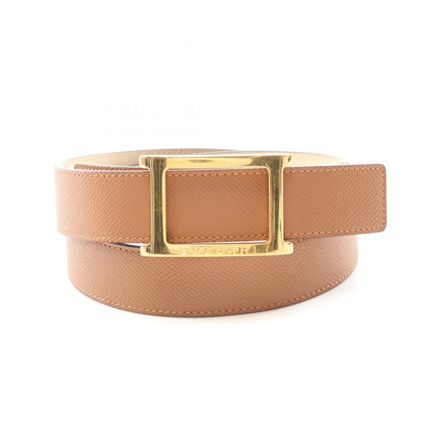 BVLGARI Belt leather Brown Gold Used mens GHW