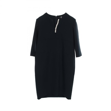 YOKO CHAN Pearl Slit Line Dress YCD-923-867 polyester Navy Size 40 Used Women