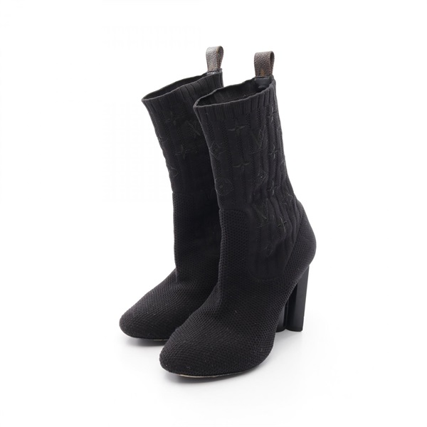 LOUIS VUITTON Silhouette line Boots Fabric Black Used Women size 36