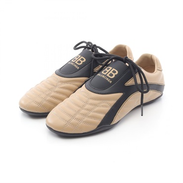 BALENCIAGA ZEN Sneakers 617539 leather Beige Black Used mens size US9