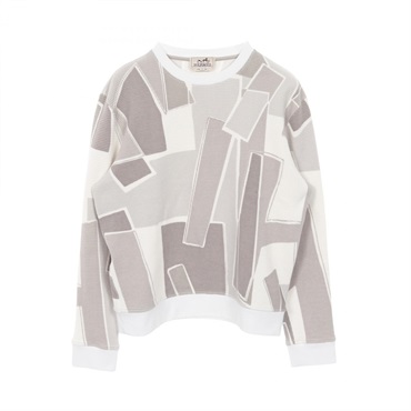 HERMES H Cinetic sweatshirt cotton White Gray Multicolor Used mens #S