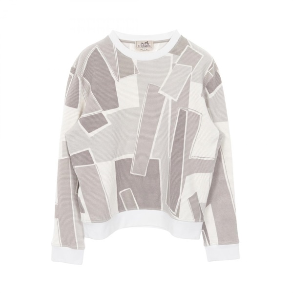 HERMES H Cinetic sweatshirt cotton White Gray Multicolor Used mens #S