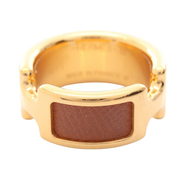 HERMES Olymp PM Ring Gold Plated Brown Used women US size 7.25