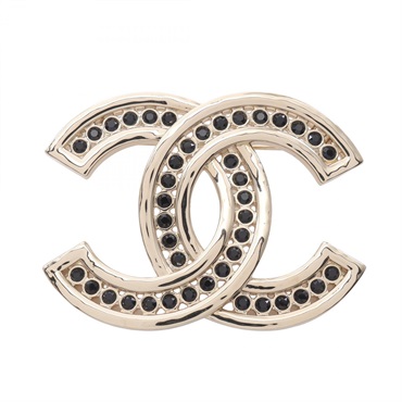 CHANEL COCO Mark Brooch pin Gold Plated Rhinestone Used Women CC