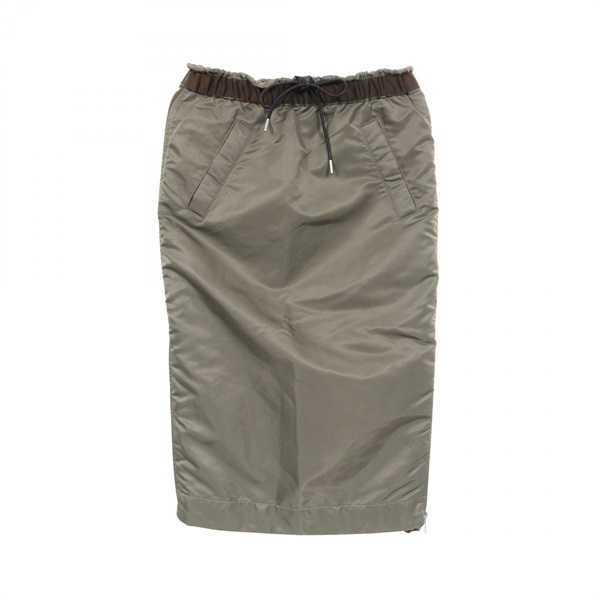 Sacai Pleated Panel Skirt SCW-073 Nylon polyester Khaki Size 2 Used Women