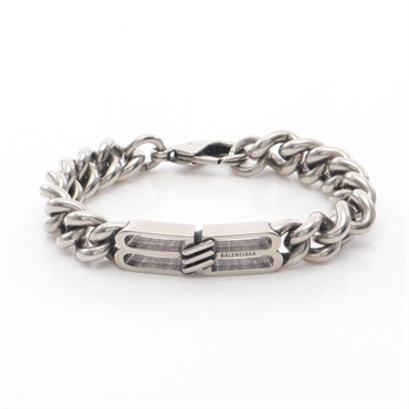 BALENCIAGA BB Icon Logo Bracelet Stainless Steel Used Women 16.5cm