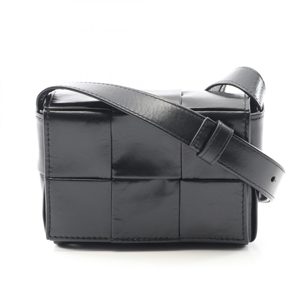 BOTTEGA VENETA Candy Cassette Mini Crossbody Shoulder Bag leather Black Used