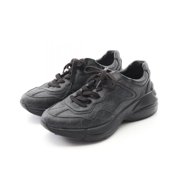 GUCCI Lighton GG Supreme Sneakers 704796 canvas Black Size 7.5 Used Mens