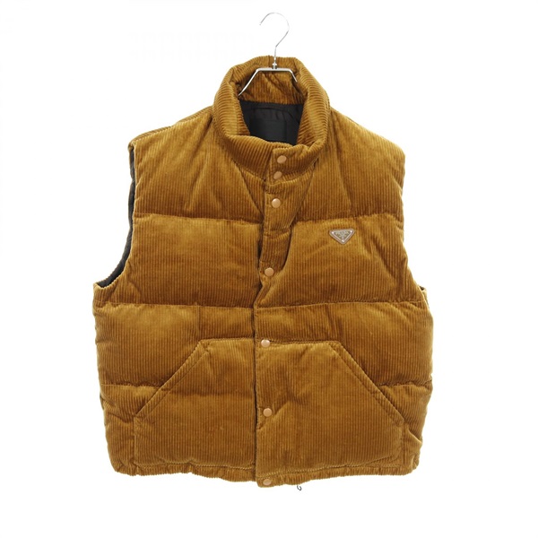 PRADA Down vest with Hood SGC693 cotton Brown Size XL Used mens