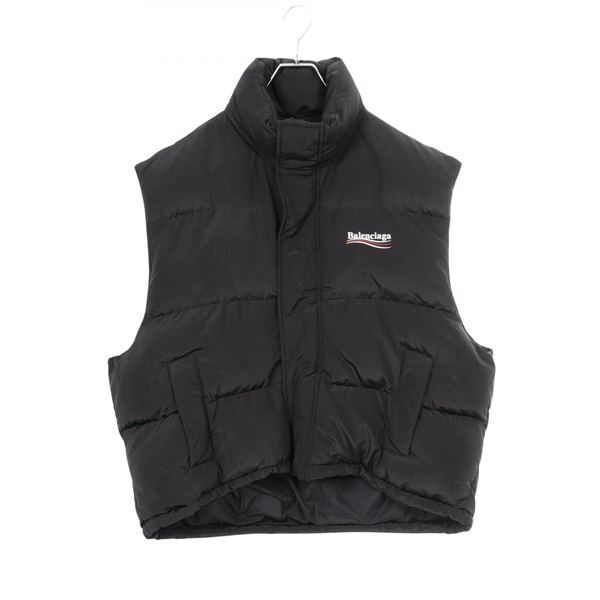 BALENCIAGA Political Campaign Cocoon Puffer Vest Polyester rayon Black #48 mens