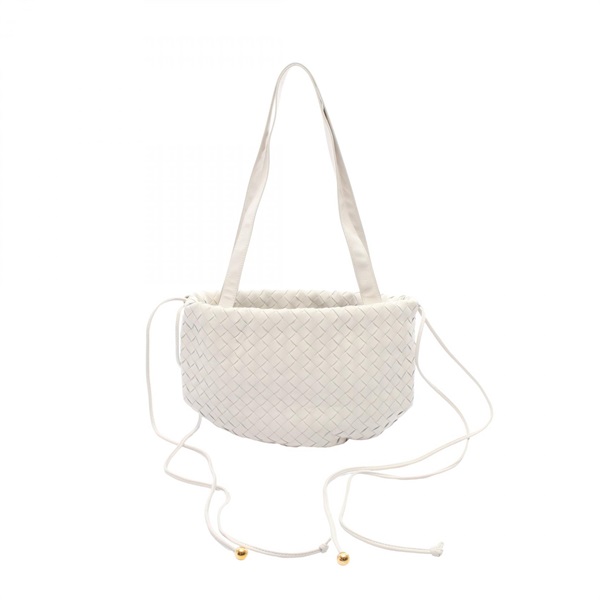 BOTTEGA VENETA Intrecciato Shoulder Bag leather White Used Women