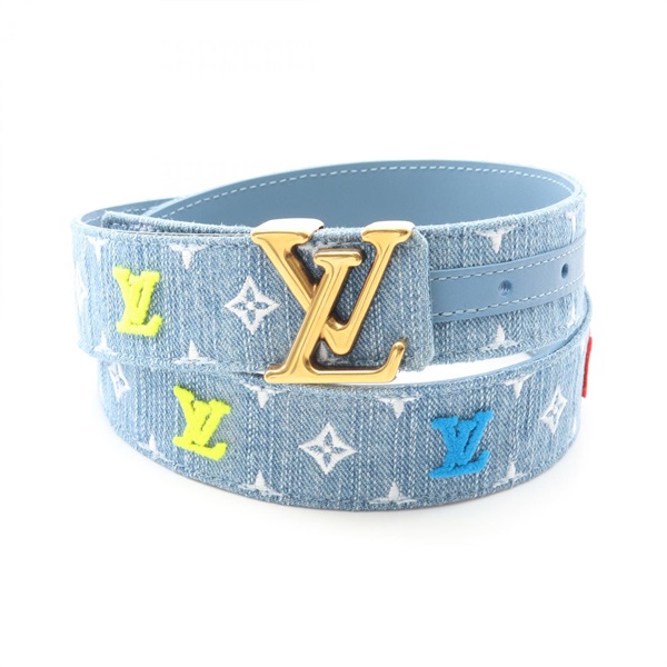 LOUIS VUITTON LV New Wave Ceinture Belt M0146 Denim Blue Multicolor Used Women