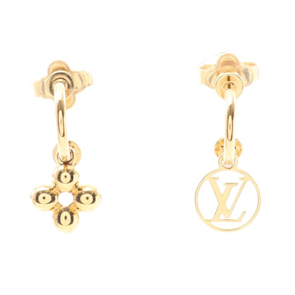 LOUIS VUITTON Monogram Blooming Pierced earrings Gold Plated Used LV women