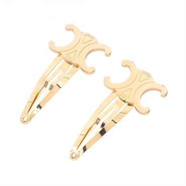CELINE Triomphe Hair Clip Gold Plated Used Women
