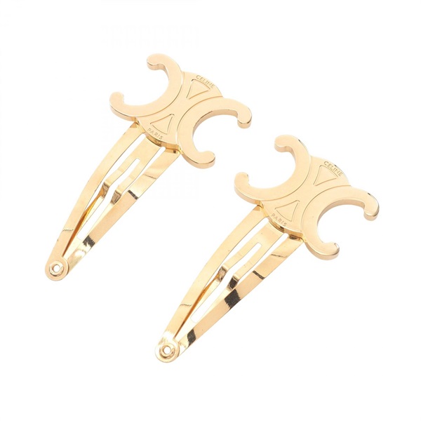 CELINE Triomphe Hair Clip Gold Plated Used Women