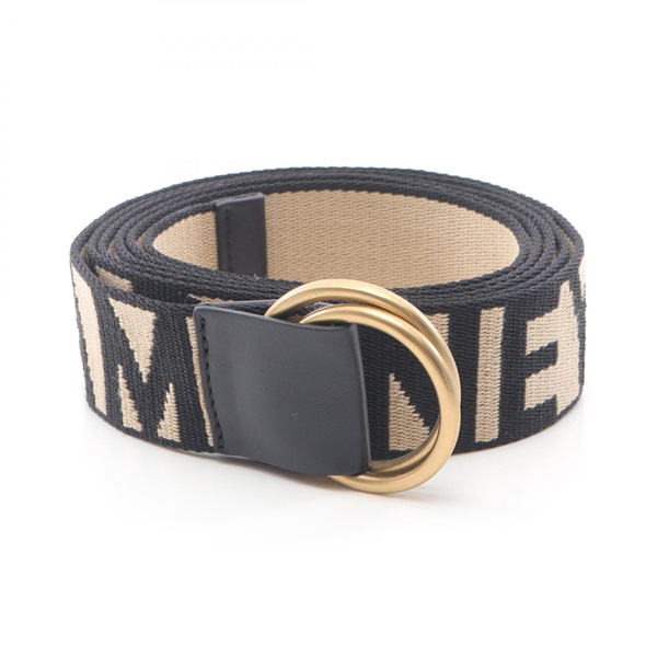 Stella McCartney Jacquard logo ring belt canvas Synthetic leather Beige Black #L