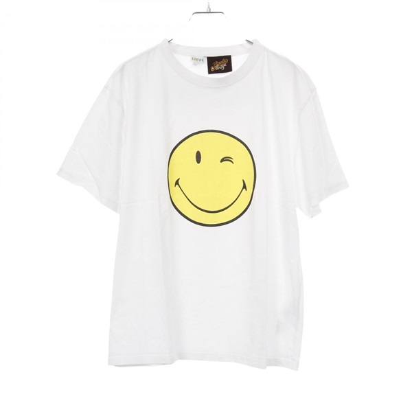 LOEWE × Paula's Ibiza × SMILEY WORLD T-shirt Cotton White Yellow #M Used Mens