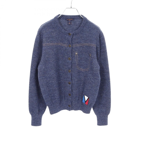 LOUIS VUITTON Denim effect knitwear cardigan RW232WB alpaca Navy Used Women S