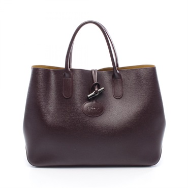 Longchamp ROSEAU Tote Hand Bag leather Purple Used Women