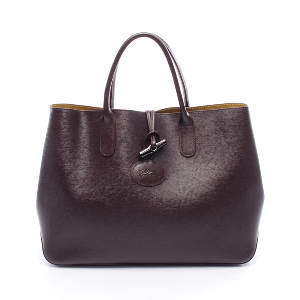 Longchamp ROSEAU Tote Hand Bag leather Purple Used Women