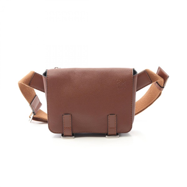 LOEWE Military Anagram Crossbody Bum Waist Bag leather Brown Used mens