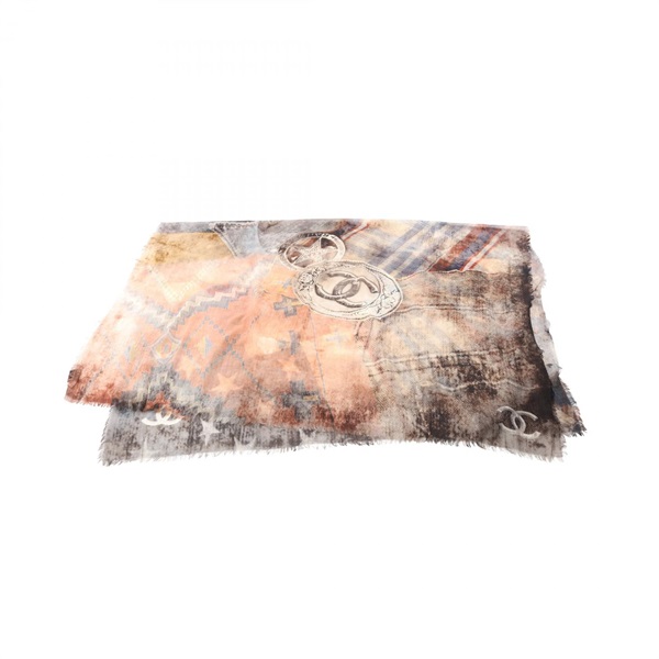CHANEL CC Logo Stole Scarf Cashmere Multicolor Used Women COCO Mark